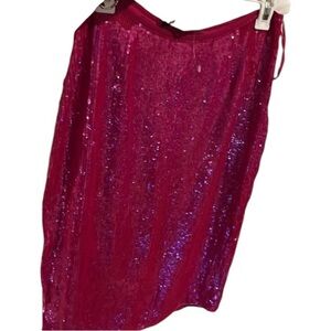 Emma Black size 10 pink sequin midi pencil skirt with back zip & slit